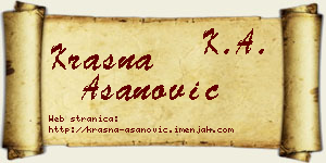 Krasna Asanović vizit kartica